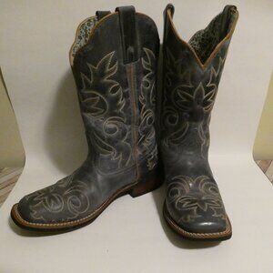 Loredo Ella Navy Embroidered Square Toe boot